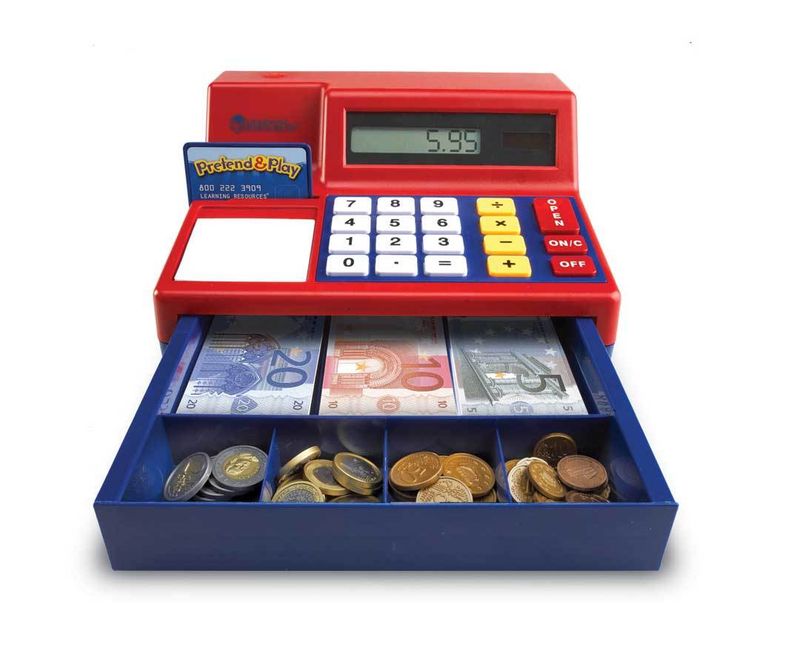 картинка Игрушечный кассовый аппарат  (с евро, 47 элементов) от магазина снабжение школ