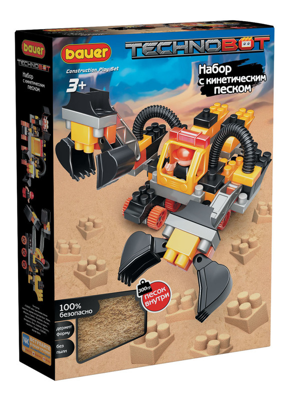 картинка Набор с кинетическим песком, роботом и пилотом в коробке "Technobot" - детский развивающий конструктор Bauer  от магазина снабжение школ