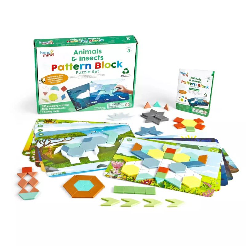 картинка Развивающая игрушка "Геометрические блоки. Животные и насекомые" с карточками (120 элементов) от магазина снабжение школ
