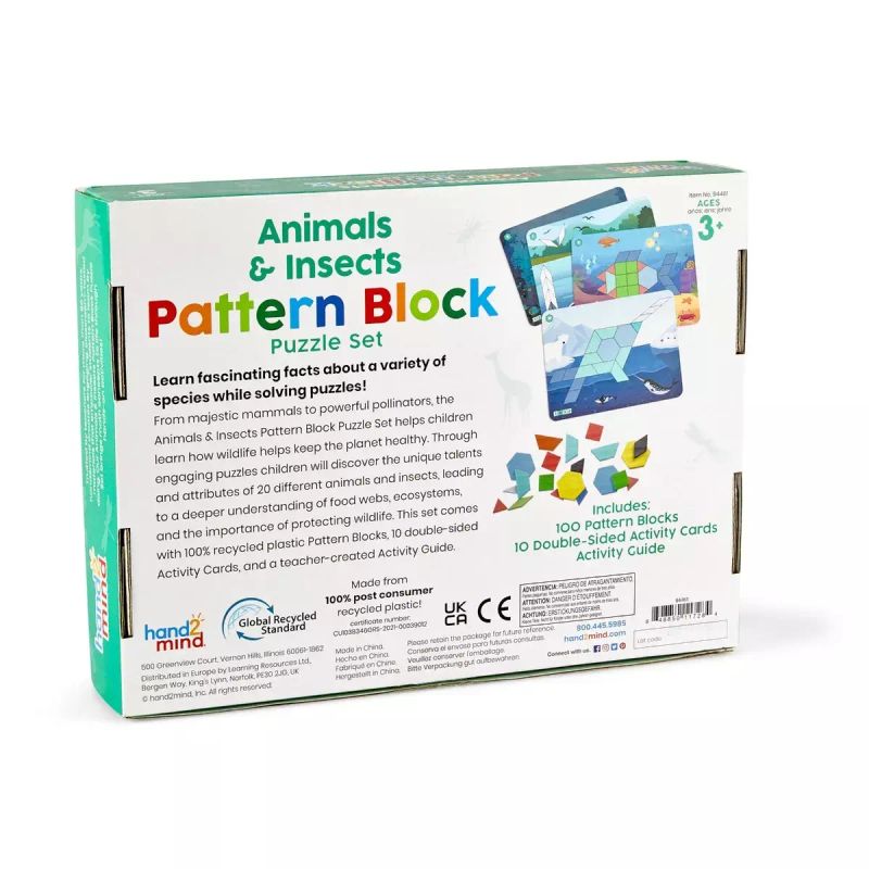 картинка Развивающая игрушка "Геометрические блоки. Животные и насекомые" с карточками (120 элементов) от магазина снабжение школ