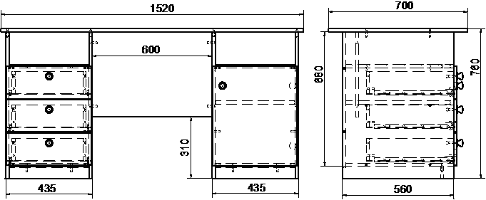 картинка Стол 2-тумбовый (дверь справа(н) + 3 ящика слева(н) от магазина снабжение школ