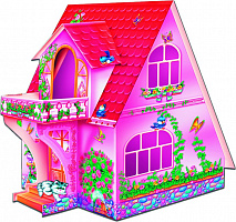 Розовый домик с куклой.